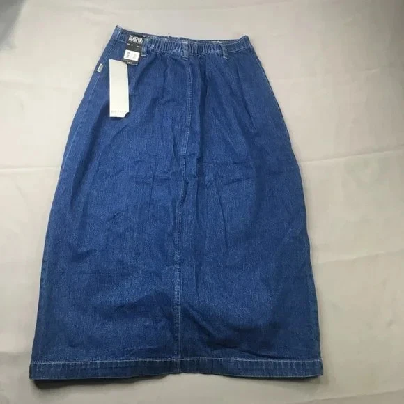 Blassport Skirt Women 10P Blue Denim Button Front Long Casual Classic - Image 2 of 4