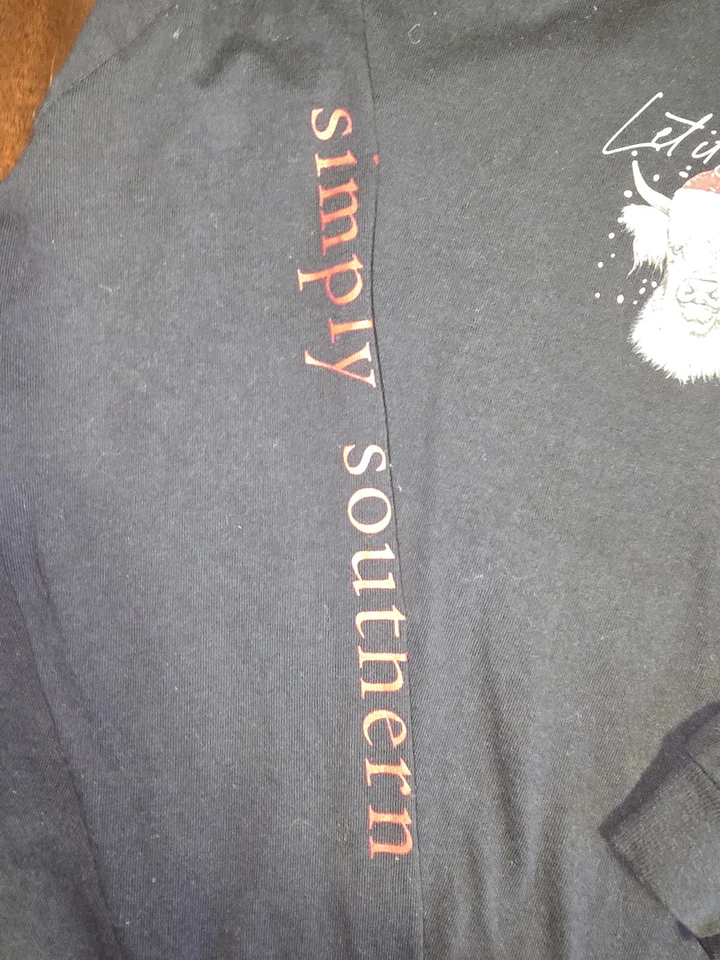 Simply Southern Girls Your Medium Christmas Highlands Cow Long Sleeve Shirt - Image 4 of 4
