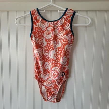 Plum Practicewear Gymnastics Leotard Orange Rose Flower Print Size Child L