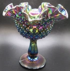 VINTAGE~FENTON~PURPLE AMETHYST HOBNAIL CARNIVAL GLASS COMPOTE~6 1/8" TALL