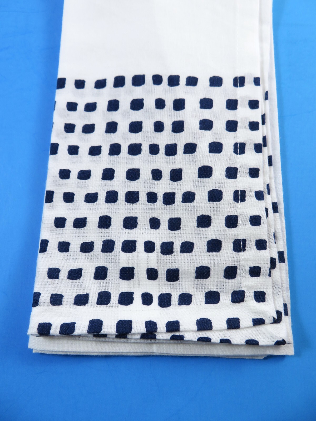Hudson43 Napkin Set 4 Piece Blue Squares On White 20X20 Cotton New Without Tags