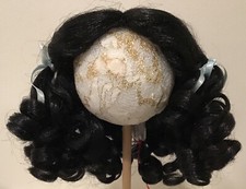 9  Black Synthetic Mohair Wig with Hand Tied Middle Partw