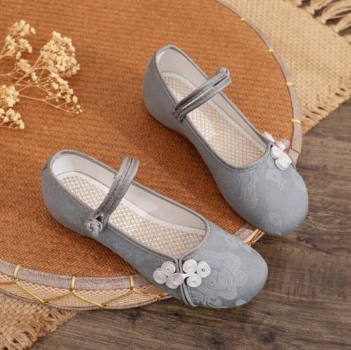 Women Chinese Folk Embroidered Flat Shoes Floral Mary Jane Sandals Shoes Comfort - Picture 4 of 22