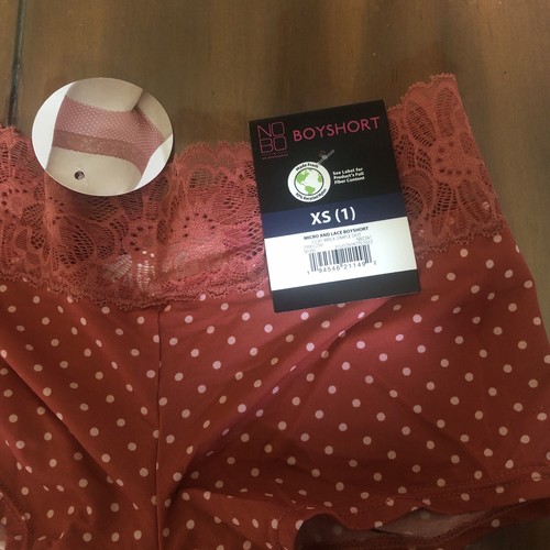 No Boundaries Women's Micro W Lace Boyshort Panties Size X-SMALL Clay Brick Dot - Picture 5 of 13