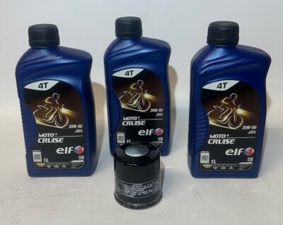 Servicing Three L Oil ELF 20w50 4Cruise & Oil Filter For All Motorcycle