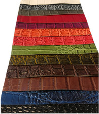 SHIPS FOLDED BIG NILE CROCODILE 3D Texture Faux Leather Upholstery Vinyl Fabric