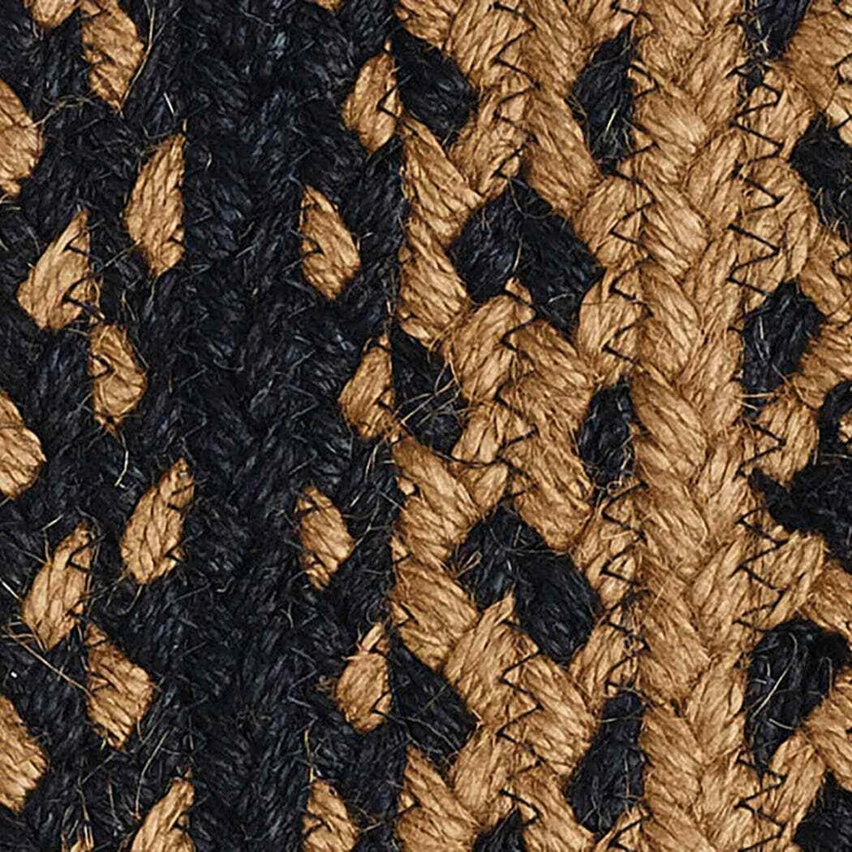 Ebony Braided Area Rug By IHF Rugs. Oval & Rectangle. Many Sizes. Black/Tan - Image 2 of 4