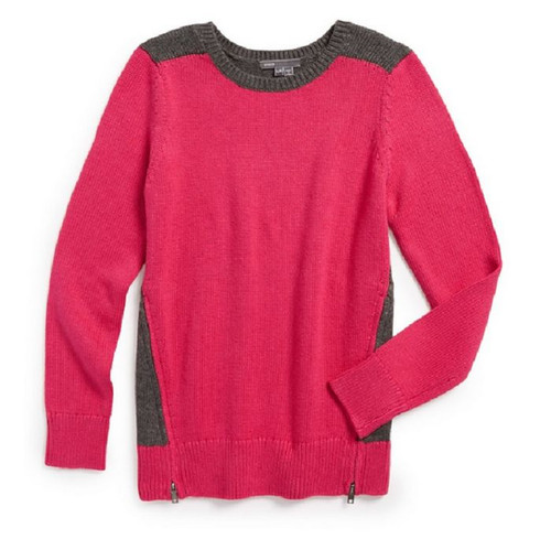 Vince Girls' Side Zip Color Block Sweater, Size 5 - Picture 3 of 3
