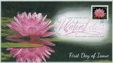 2015, Water Lilies,  Pink, Cleveland OH, FDC, DCP, 15-045