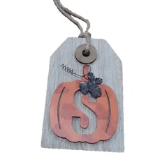 Monogram Letter "S" Pumpkin Wood Door Hanger Harvest Thanksgiving Halloween NEW