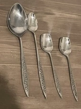 Stylecraft Stainless Steel 4 Spoons Soup Tea Serving Scroll Design Japan