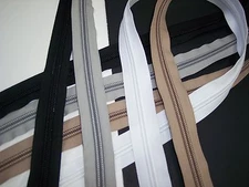 YKK #10 Coil Chain Zipper Tape By the Yard 10CF WHITE BLACK GRAY & BEIGE