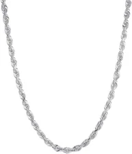 Solid 14k White Gold 2mm Diamond Cut Solid Rope Chain 16 18 20 22 24 Inches