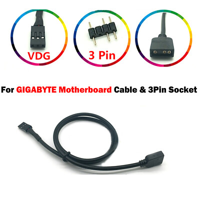 Câble Adaptateur RGB 5V 3 Broches Vers VDG - Pour Carte Mère Gigabyte - Set De Connecteurs