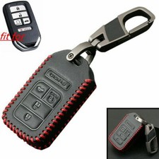Leather Car Remote Key Fob Cover Case Holder For Honda Civic Accord Cr-v Pilot