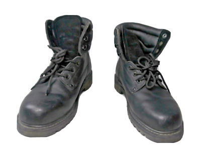 Sears Men 84711 Black Leather Lace Up Round Steel Toe Ankle  display picture 1