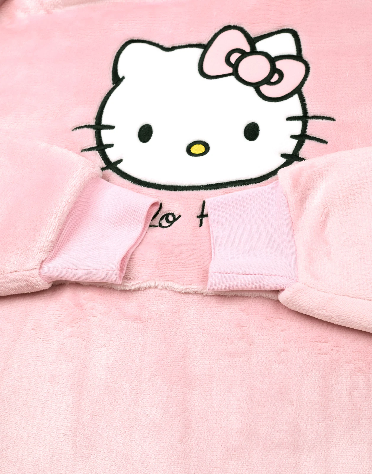 Hello Kitty Pink Character Face Blanket Hoodie