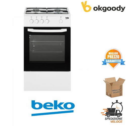 BEKO CUCINA A GAS 4 BRUCIATORI FORNO GAS 54LT 50x50 BIANCO CSG42000DW | eBay