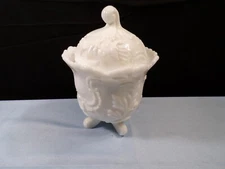 Imperial White Milk Glass Louis XIV Covered Candy Dish