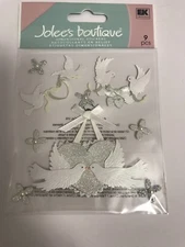 Jolees WHITE DOVES Boutique Stickers WEDDING LOVE Marriage Dove Release Heart 3d