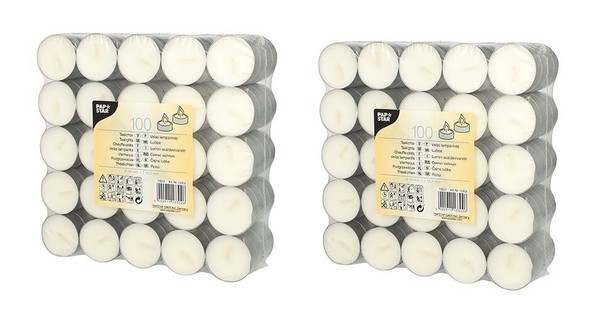 200X Teelichter 4,5H Brenndauer Teelicht Weiss In Alu HüLse Kerze Teelichter-image