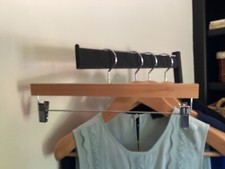 Set Of 4 Wooden Pants Skirt Hangers Adjustable Non-Slip Clips VERY NICE