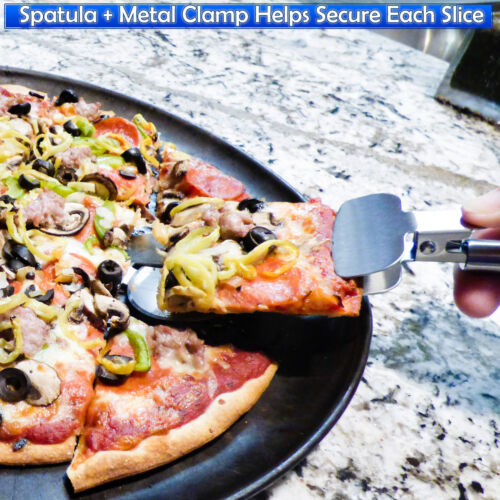 Rueda cortadora de pizza con hoja cortadora de pizza de acero inoxidable y espátula para servir pizza - Imagen 4 de 9
