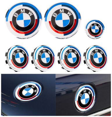 Für BMW 50 Jahre M 74,82,45,68mm Vorne/Hinten/Steering Wheel Emblem Nabendeckel