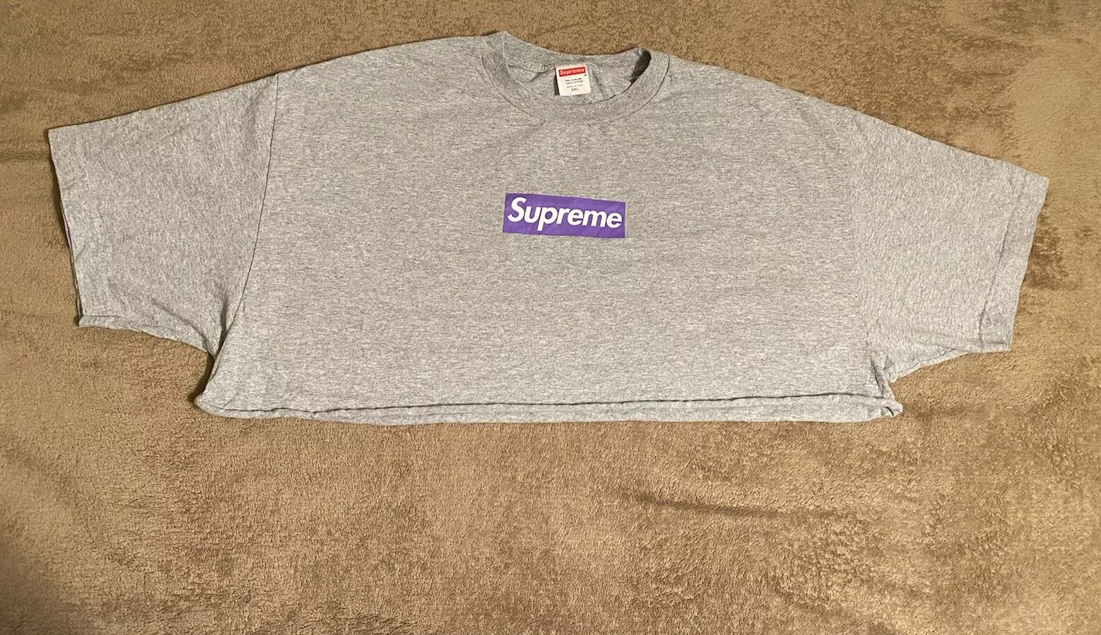 Rare Vintage SUPREME Box Logo Coupé T shirt Streetwear Gris XXL
