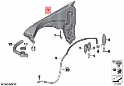Genuine OEM Washer Fluid Reservoir for BMW 61667345154 for sale 