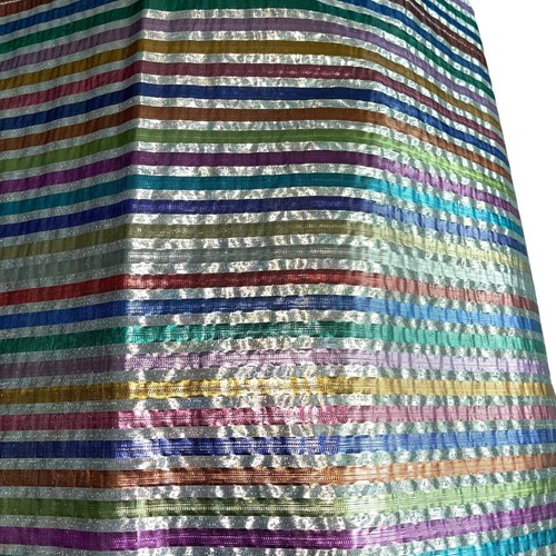 Tablecloth Rainbow Sparkling Pastel Metallic Lurex Fabric Nine Foot Diameter - Picture 6 of 6