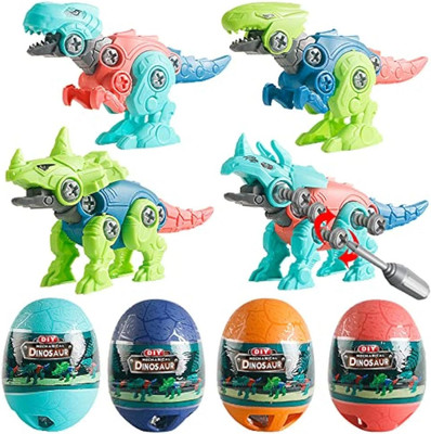 4 Pack Jumbo Dinosaur Eggs with Take Apart Dinosaur Toys Building Toys for Kids