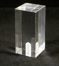 Lamp Finial-Transitional ACRYLIC RECTANGULAR CUBE 2" Ht. CLEAR 