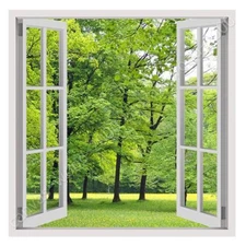 Green Nature by Fake 3D Window | Ready to Hang Canvas | Wall art paint picture