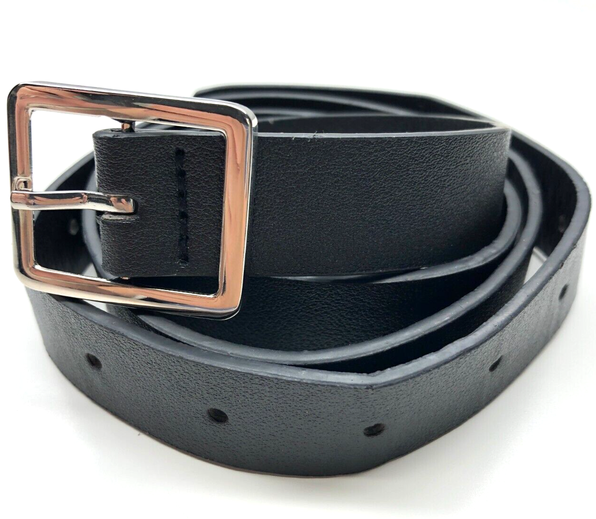 Kensie Belt Black Casual Womens Sz 34-36 Silver Buckle Faux 