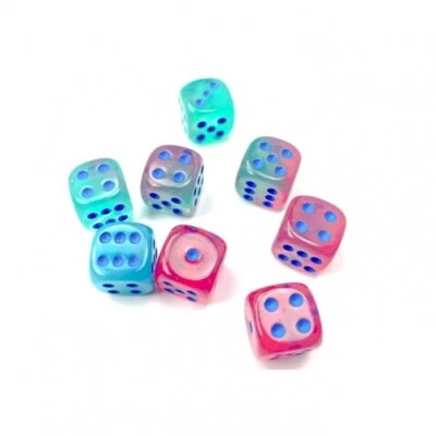 CHESSEX Würfel - 12mm - Gemini Gel Green-Pink/blue LUMINARY (Würfelset 36 x W6) - l ...