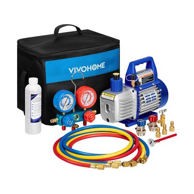 VIVOHOME 110V 1/4 HP 3.5CFM Single Stage Rotary Vane Air Vacuum Pump and AC M...