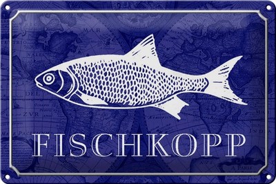 Schild Blech 30x20cm - Made in Germany - Spruch Fischkopp Fisch Metall Deko Blec