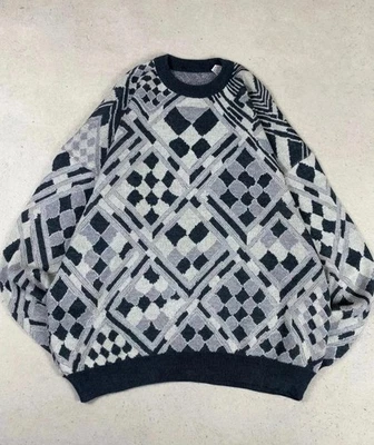 Pull En Laine Wool Crewneck Vintage sweat Made in italy Gris L - Photo 1/4