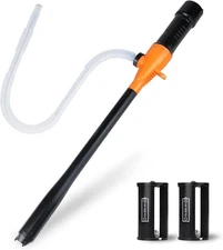 Fuel Transfer Pump, Battery Powered Electric Siphon Pump 24inch tube, Orange 