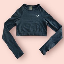 Gymshark Vital Seamless Long Sleeve Crop Top Black Marl Women  s Size Small Shirt