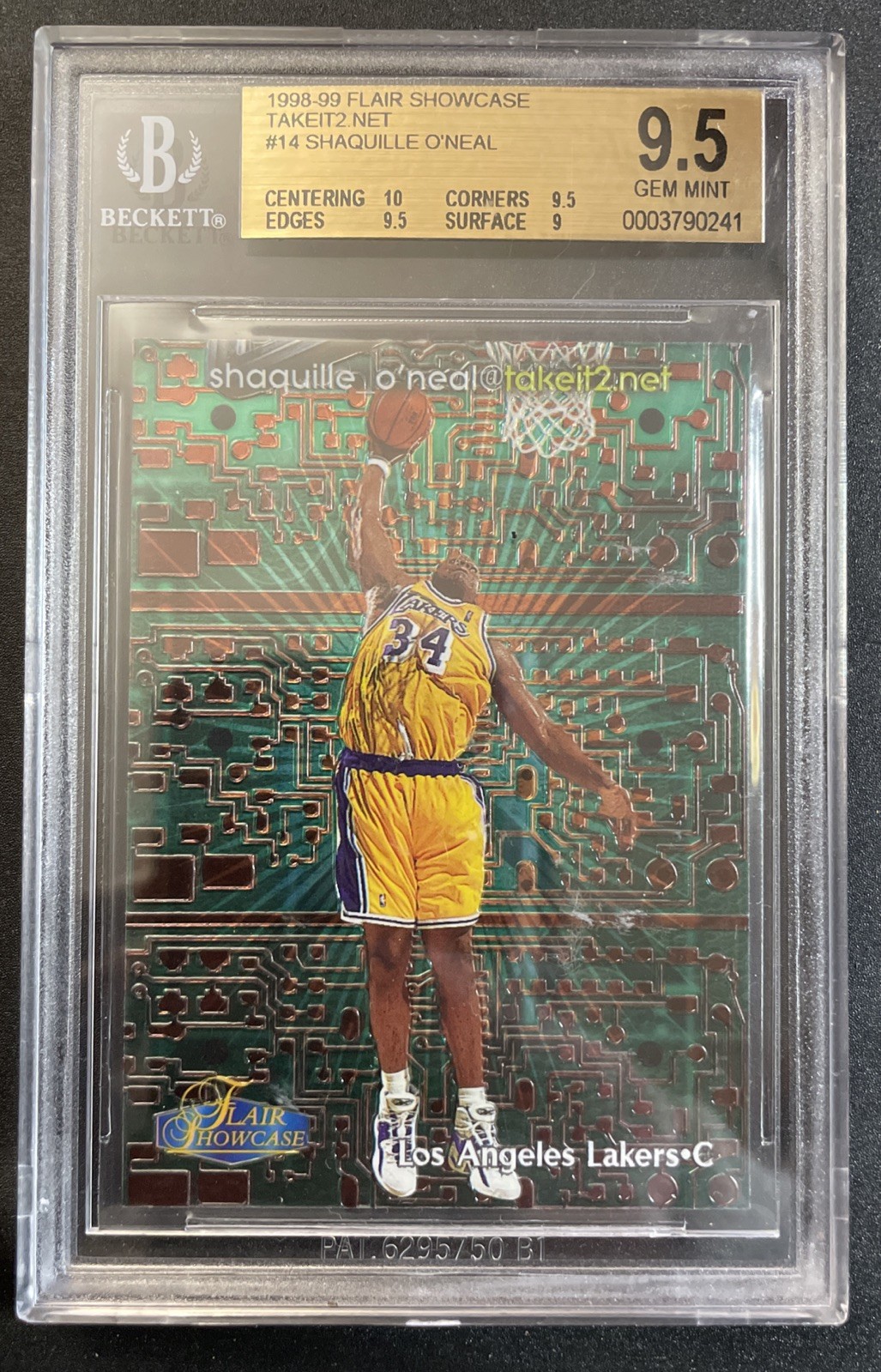 1998-99 Fleer Flair Showcase SHAQUILLE O'NEAL #14 takeit2.net #/1000 BGS 9.5 Gem