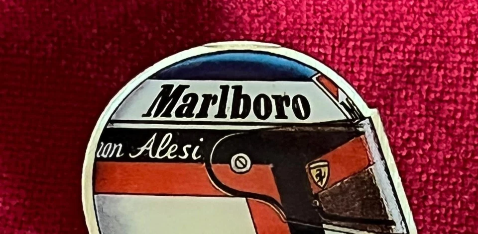 Vintage Marlboro Jean Alesi Formula 1 Ferrari Racing Helmet Pin Back Button - Image 2 of 3