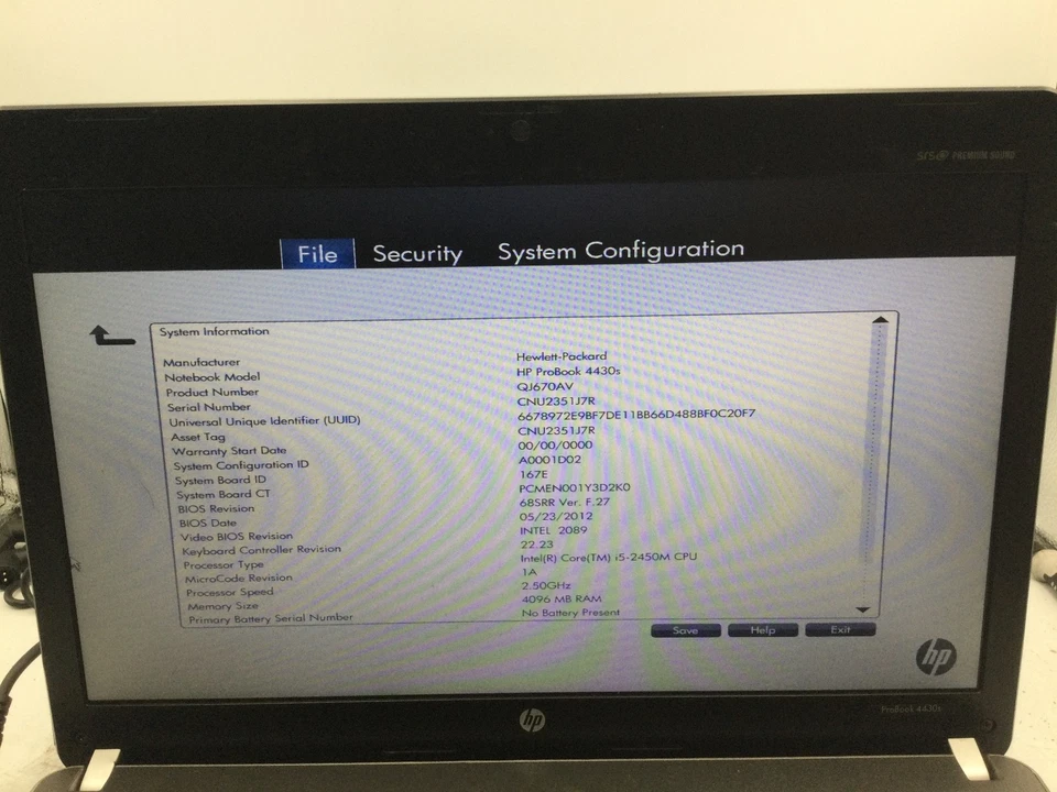 HP PROBOOK 4430s - BOOTS TO BIOS - INTEL I5 2450M - 4GB RAM -READ DESCRIPTION-BB - Image 2 of 4