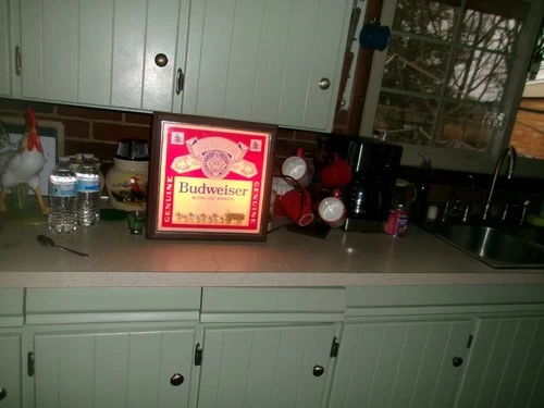 Vintage 1980s Budweiser Beer Deluxe Label Clydesdales Light Up Clock Sign Works