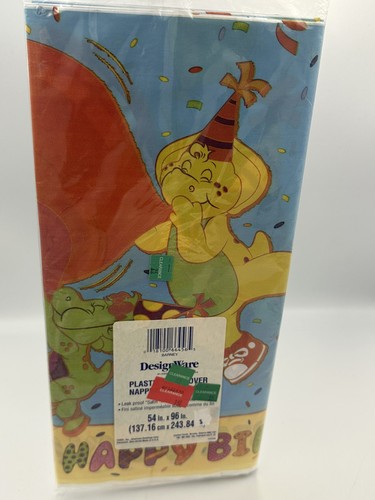 Vintage 1990s Barney And Friends Plastic Tablecloth Birthday 54” X 96” Sealed - Picture 5 of 9