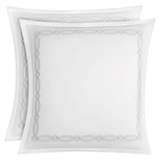 Hotel Collection Portofino Cotton EURO Sham Set WHITE / SILVER - $215