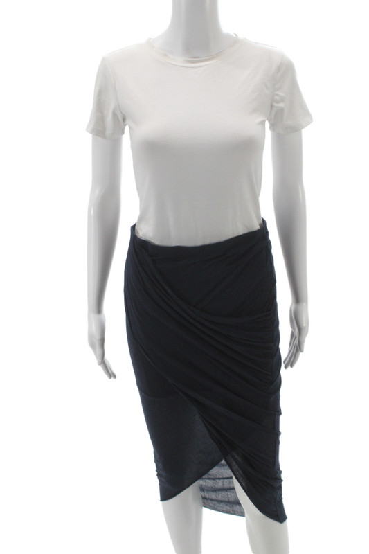 Helmut Lang Womens Blue Micro Modal Wrap Midi Skirt Size S