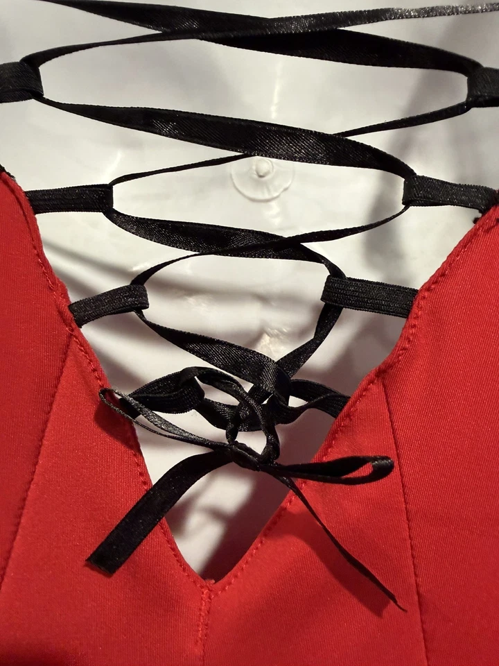 Top Cami Babydoll Ribete Encaje Rene Rofe Whimsigoth Mujer S/M Rojo Oscuro Romántico Foto 3 de 4