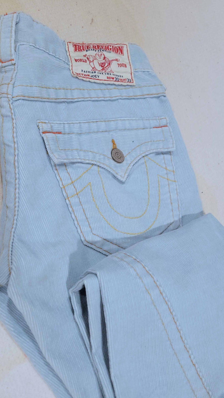 SUPER RARE TRUE RELIGION JOEY CORDUROY JEANS FLARED BOOTCUT NWT 33/30 UNALTERED image 3